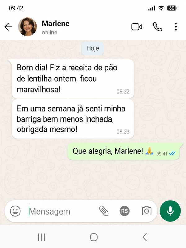 Depoimento no WhatsApp de quem fez as receitas