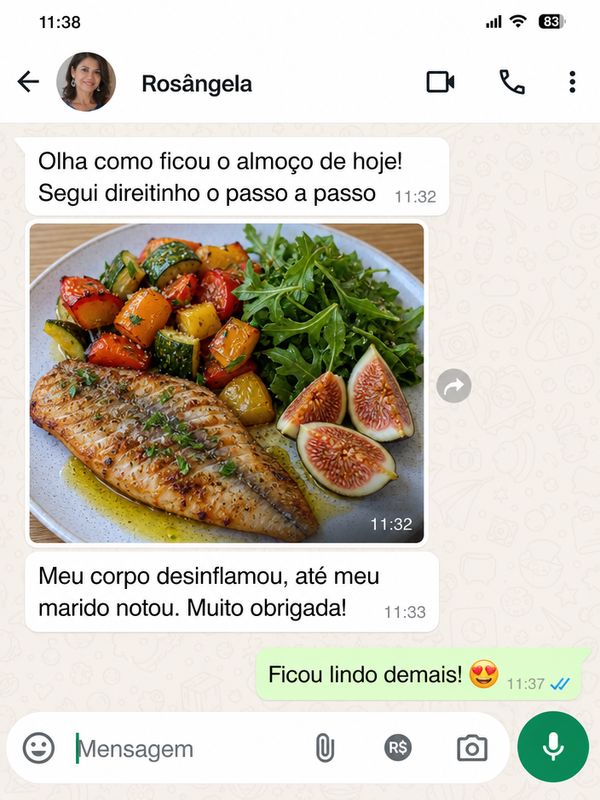Depoimento no WhatsApp de quem fez as receitas