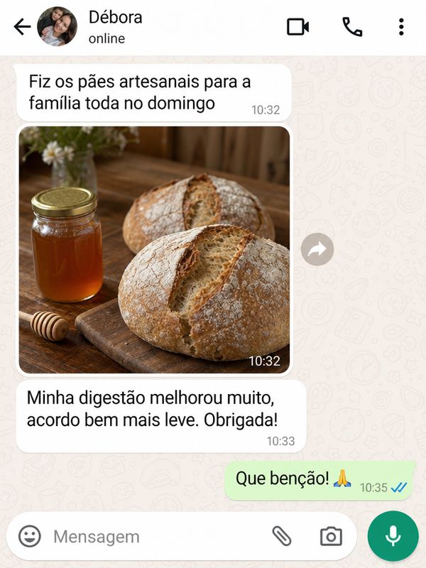 Depoimento no WhatsApp de quem fez as receitas